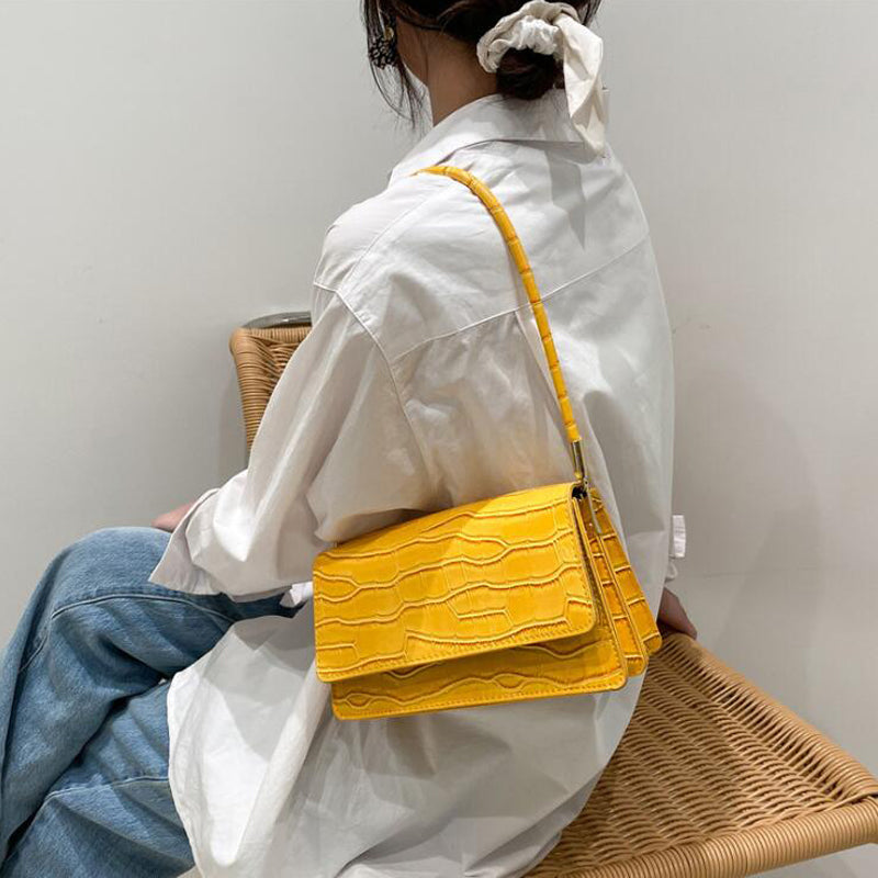 Luxury Designer Stone Pattern Shoulder Bag for Women