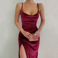 Slim Velvet Slit Party Dress for Women (Summer)