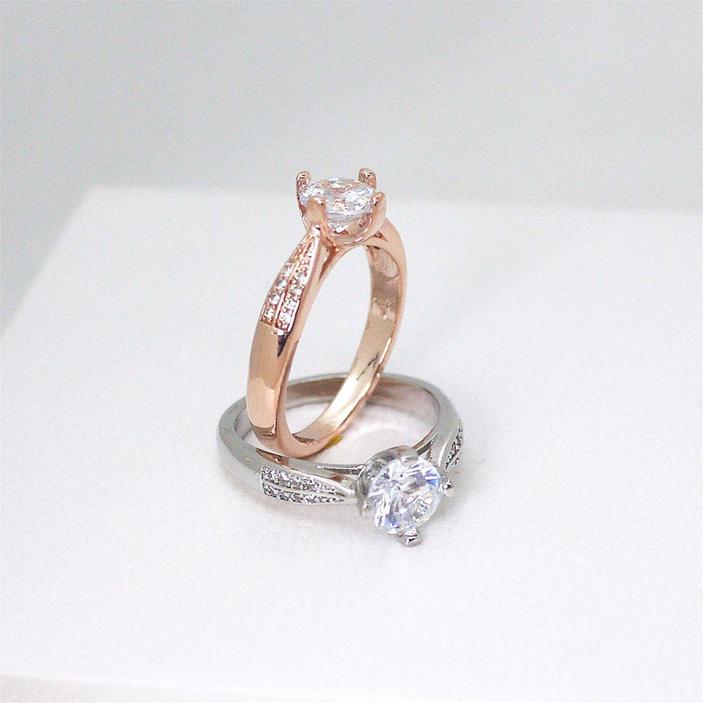 Four-Prong Ring, Diamond Ring, Zircon Ring