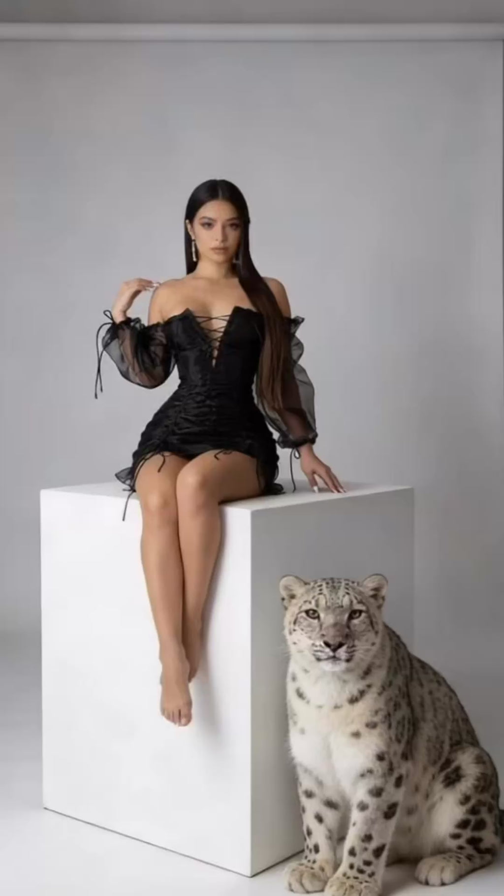 Black Mesh Lace-Up Sexy Party Dress for Women